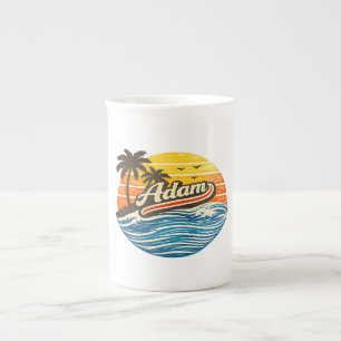 Adam Retro Solnedgång Namn Design Benporslin Mugg