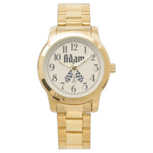 Adam's Crossed Checkered Flaggor Watch Armbandsur