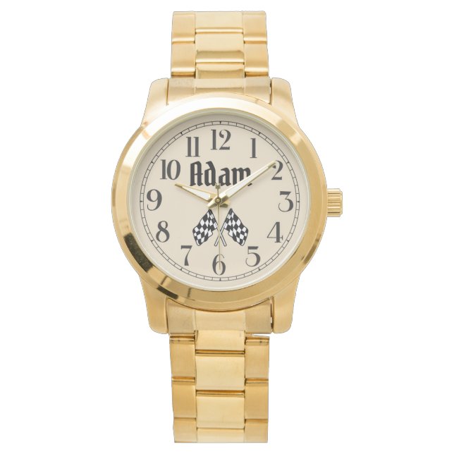 Adam's Crossed Checkered Flaggor Watch Armbandsur (Framsida)