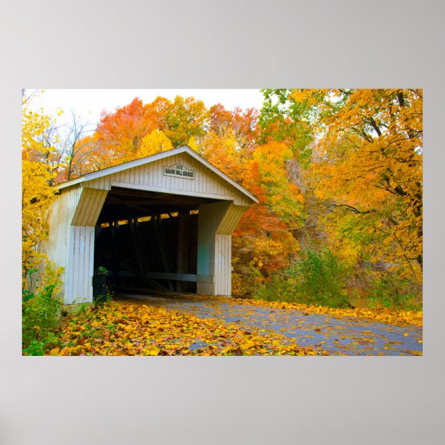Adams Mill Old Covered Bridge, Indiana Poster (Framsidan)