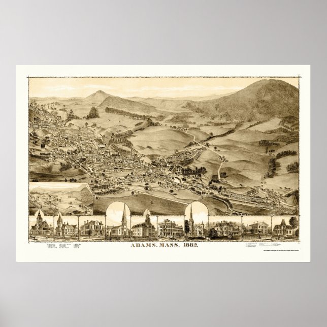Adams, MORSA Panoramic Karta - 1882 Poster (Framsidan)