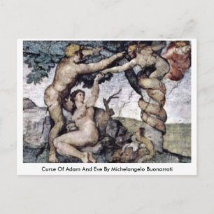 Adams och Kväll förbannelse av Michelangelo Buonar Vykort