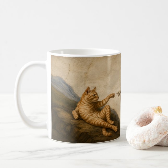 Adams skapelse Kattrenessänsparodi Kaffemugg (Med munk)