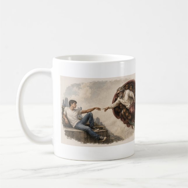 Adams skapelse - modern twist  kaffemugg (Vänster)