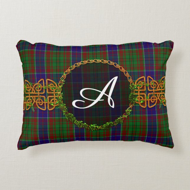Adams Tartan och Monogram Prydnadskudde (Framsidan)
