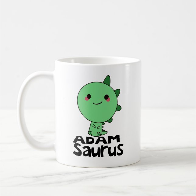 Adamsauraus, namn Adam, dino älskare,dinosaur Kaffemugg (Vänster)