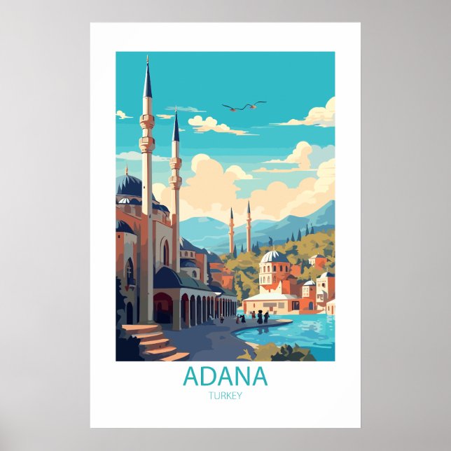 Adana Turkey Berömd Travel Ställe Poster (Framsidan)