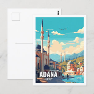 Adana Turkey Berömd Travel Ställe Vykort