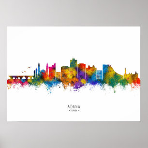 Adana Turkiet Skyline Poster