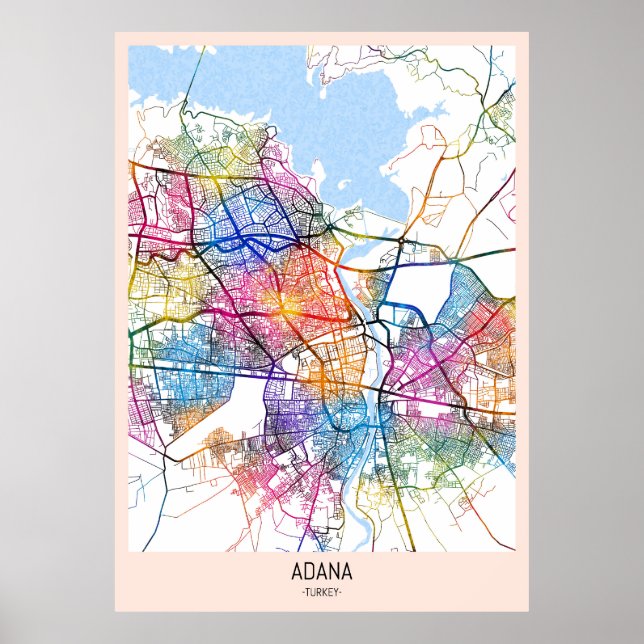 Adana Türkiye City Karta Poster (Framsidan)
