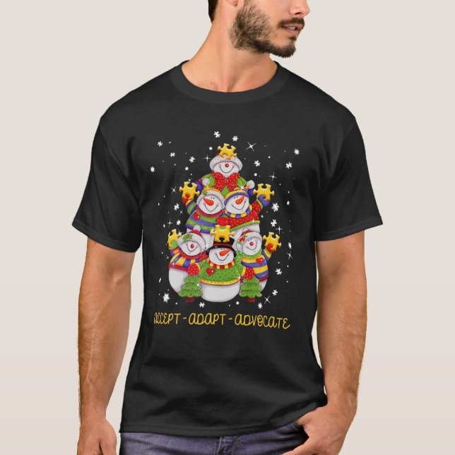 Adapt-advokat Supp i julklappen lycklig Snögubbe T Shirt (Framsida)