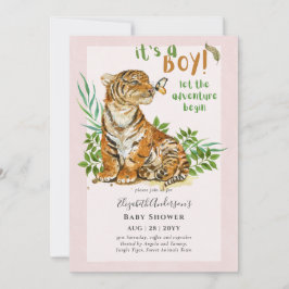 Adapter BOYS Tiger Baby Shower Inbjudan