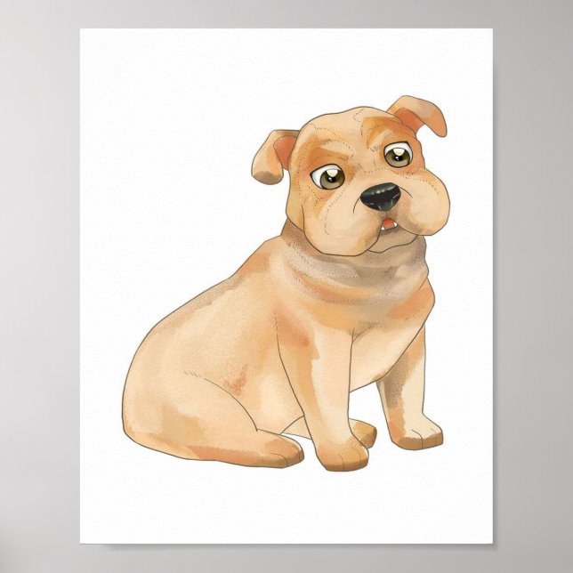 Adapter Bulldog Wall Art Art | Pitbull Owner Gift Poster (Framsidan)