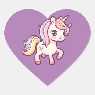 Adapter Cute Pastel Unicorn Hjärtformat Klistermärke