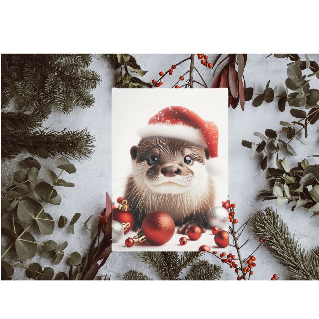 Adapter Cute Santa Otter-jul Kort (Skapare uppladdad)
