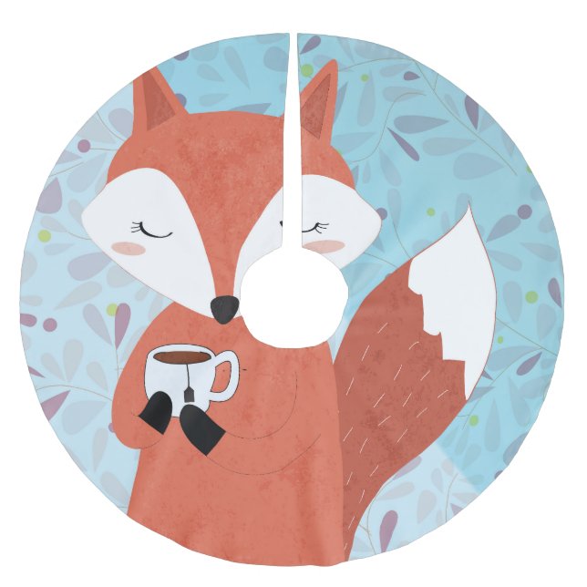 Adapter Dam Fox Löv-bakgrund Julgransmatta Borstad Polyester (Framsidan)