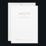 Adapter för Chic Guld Typografi Bröllop Rådkort<br><div class="desc">Det här guld typografkortet i chic är perfekt för ett modernt bröllop och kan användas för alla händelser. Den enkla designen har klassiskt minimalistiskt guld och vit typografi med en rustik boho-känsla. Anpassade i alla färg. Behålla designen minimal och elegant, som den är, eller anpassa den genom att lägga till...</div>