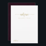 Adapter för Guld Burgundy Calligraphy Bröllop Rådkort<br><div class="desc">Det här bröllop-telefonjokertecknet för burgundisk kalligrafi i guld är en perfekt för ett bröllop som ligger i närheten. Den enkla utformningen och utformningen av eleganten har en guld klassisk och finare-skripttypografi i en maron och vit bakgrund. De här korten är perfekter för bröllop, möhippa, babydusch, studentfest och mycket mer. Anpassa...</div>