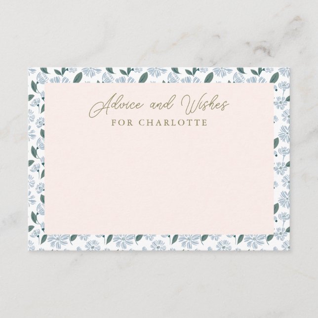 Adapter för Sage and Dusty Blue Blommigt Baby Show Tilläggskort (Framsida)