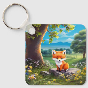 Adapter Fox Sitta under Träd Nyckelring
