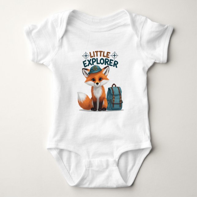 Adapter Little Explorer Baby Outfit Fox Äventyr T Shirt (Framsida)
