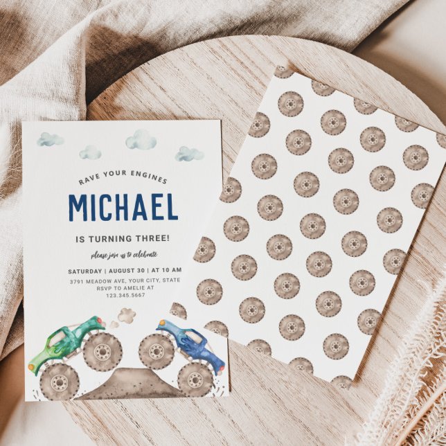 Adapter Monster Lastbil-Thed-inbjudan Inbjudningar (Skapare uppladdad)