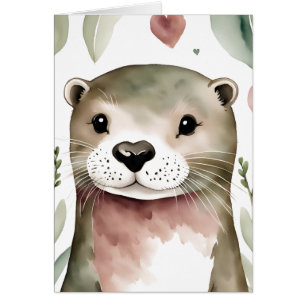 Adapter Otter Watercolor Hälsningskort