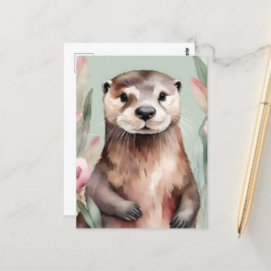 Adapter Otter Watercolor Vykort