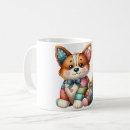 * Adapter Patchwork Hund #5 Digital Art Kaffemugg