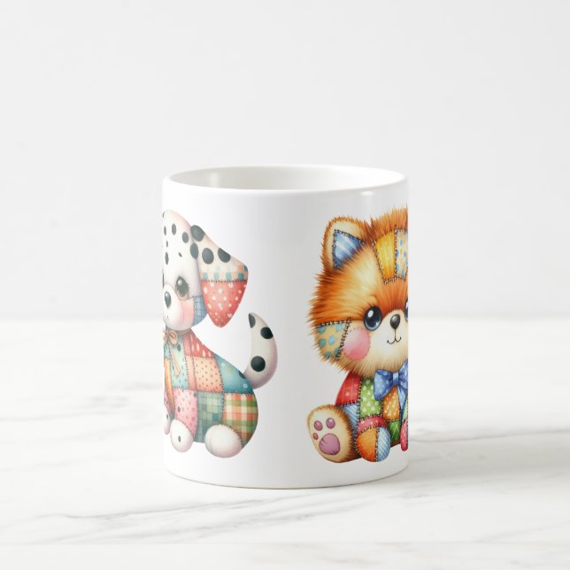 Adapter Patchwork Hundar Design Art Kaffemugg (Center)