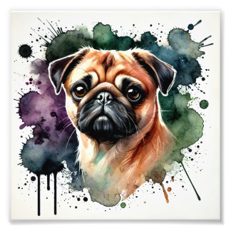 Adapter Pug Watercolor Art Art Fototryck