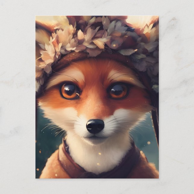 Adapter Red Fox i vinterkläder Vykort (Framsida)