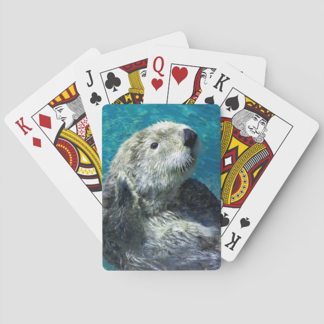 Adapter Sea Otter Cute Blue Vatten Casinokort (Baksidan)