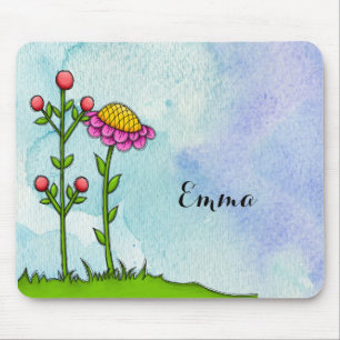 Adapter Watercolor Doodle Flower Mousepad Musmatta