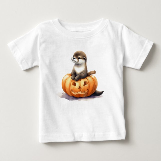 Adapter Watercolor Halloween Otter T Shirt (Framsida)