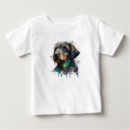 Adapter Wirehaged Dachshund Puppy Watercolor Art T Shirt