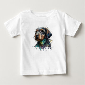 Adapter Wirehaged Dachshund Puppy Watercolor Art T Shirt