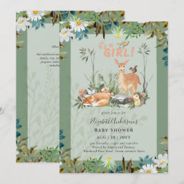Adapter Woodland Hjort Baby Shower Grönt Inv. Inbjudningar