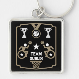 Adaptiv med funktionsnedsättning fyrkantig silverfärgad nyckelring