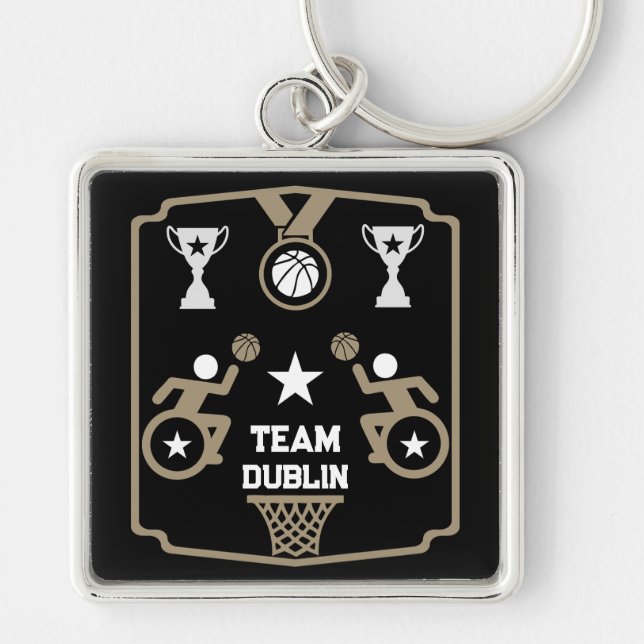 Adaptiv med funktionsnedsättning fyrkantig silverfärgad nyckelring (Framsidan)