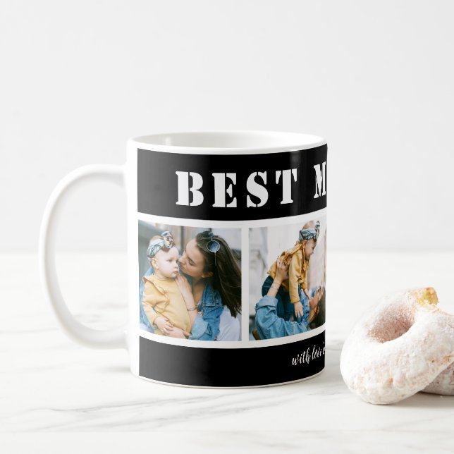 Add 4 Photo Best Mom Ever Black Coffee Mug Kaffemugg (Med munk)