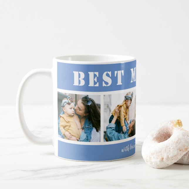 Add 4 Photo Best Mom Ever Blue Coffee Mug Kaffemugg (Med munk)