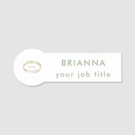 Add Business Logo Modern Sage Green Professional Namnbricka