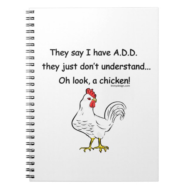 ADD Chicken Humor Anteckningsbok Med Spiral (Framsidan)
