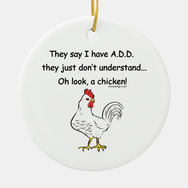ADD Chicken Humor Julgransprydnad Keramik (Framsidan)