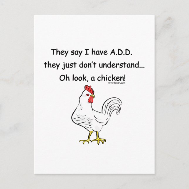 ADD Chicken Humor Vykort (Framsida)