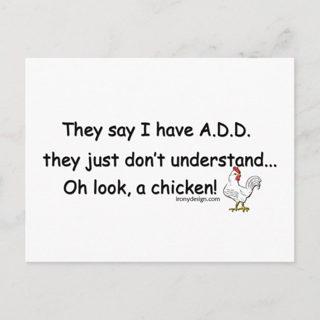 ADD Chicken Humor Vykort (Framsida)