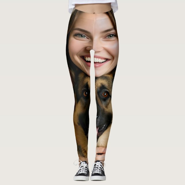 Add German Shepherd Photo Personalize Leggings (Framsida)