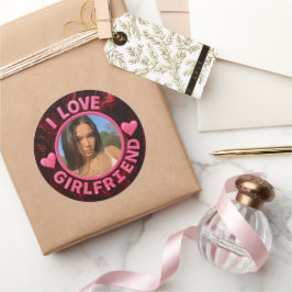 Add Girlfriend photo Gift Birthday Anniversary Runt Klistermärke