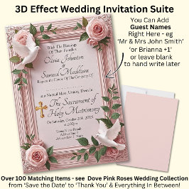 Add Guest Names, Doves and Pink Roses Invitation Inbjudningar